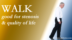 OrthoIllinois Chiropractic encourages walking and guideline-recommended non-drug therapy for spinal stenosis, reduction of its pain, and improvement in walking.