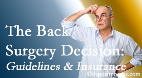 OrthoIllinois Chiropractic realizes that back pain sufferers may choose their back pain treatment option based on insurance coverage. If insurance pays for back surgery, will you choose that? 