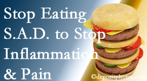 McHenry chiropractic patients do well to avoid the S.A.D. diet to decrease inflammation and pain.