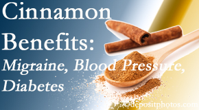 OrthoIllinois Chiropractic shares research on the benefits of cinnamon for migraine, diabetes and blood pressure.
