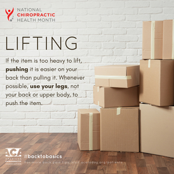 OrthoIllinois Chiropractic advises lifting with your legs.