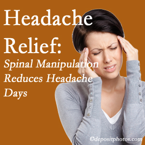 McHenry chiropractic care at OrthoIllinois Chiropractic may reduce headache days each month.