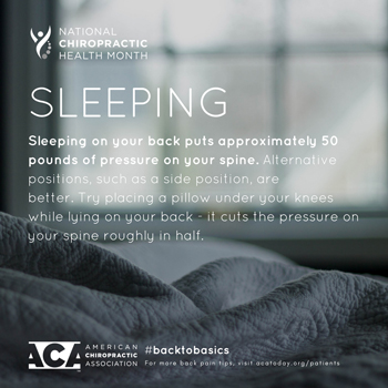 OrthoIllinois Chiropractic recommends putting a pillow under your knees when sleeping on your back.